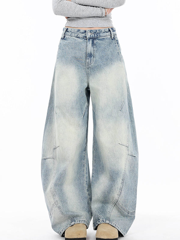 American Retro Curved Knife Boyfriend Jeans