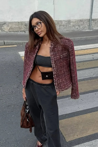 Chanel-style Tweed Elegant Cropped Jacket