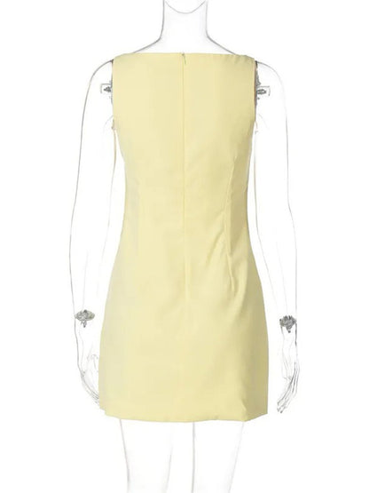 Structured Crew Neck Sleeveless A-Line Shift Mini Dress