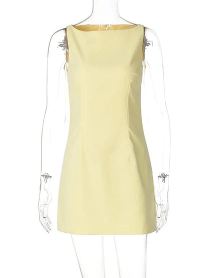 Structured Crew Neck Sleeveless A-Line Shift Mini Dress