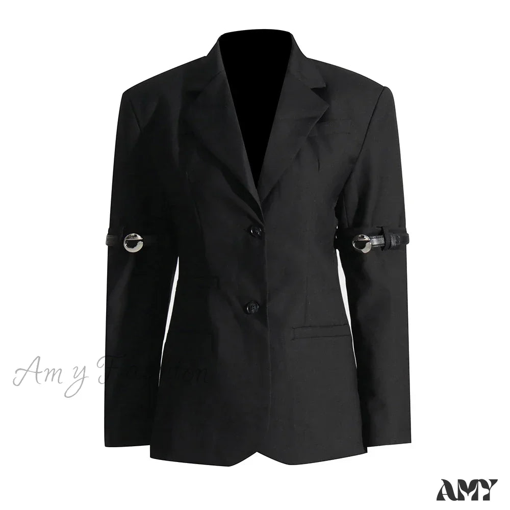 Chic Casual Solid Temperament Notched Collar Long Sleeve Button Patchwork Fashion Blazer