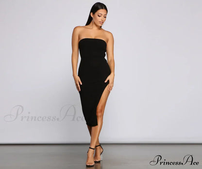 Chic Status Stylish Strapless Midi Dress
