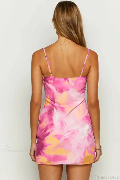 Chic Tie Detail Spaghetti Strap Fitted Mini Dress