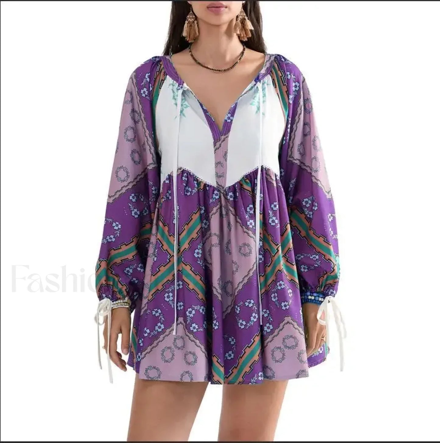 Chiffon Floral Tunic Boho Dress