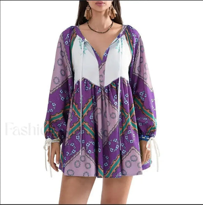 Chiffon Floral Tunic Boho Dress