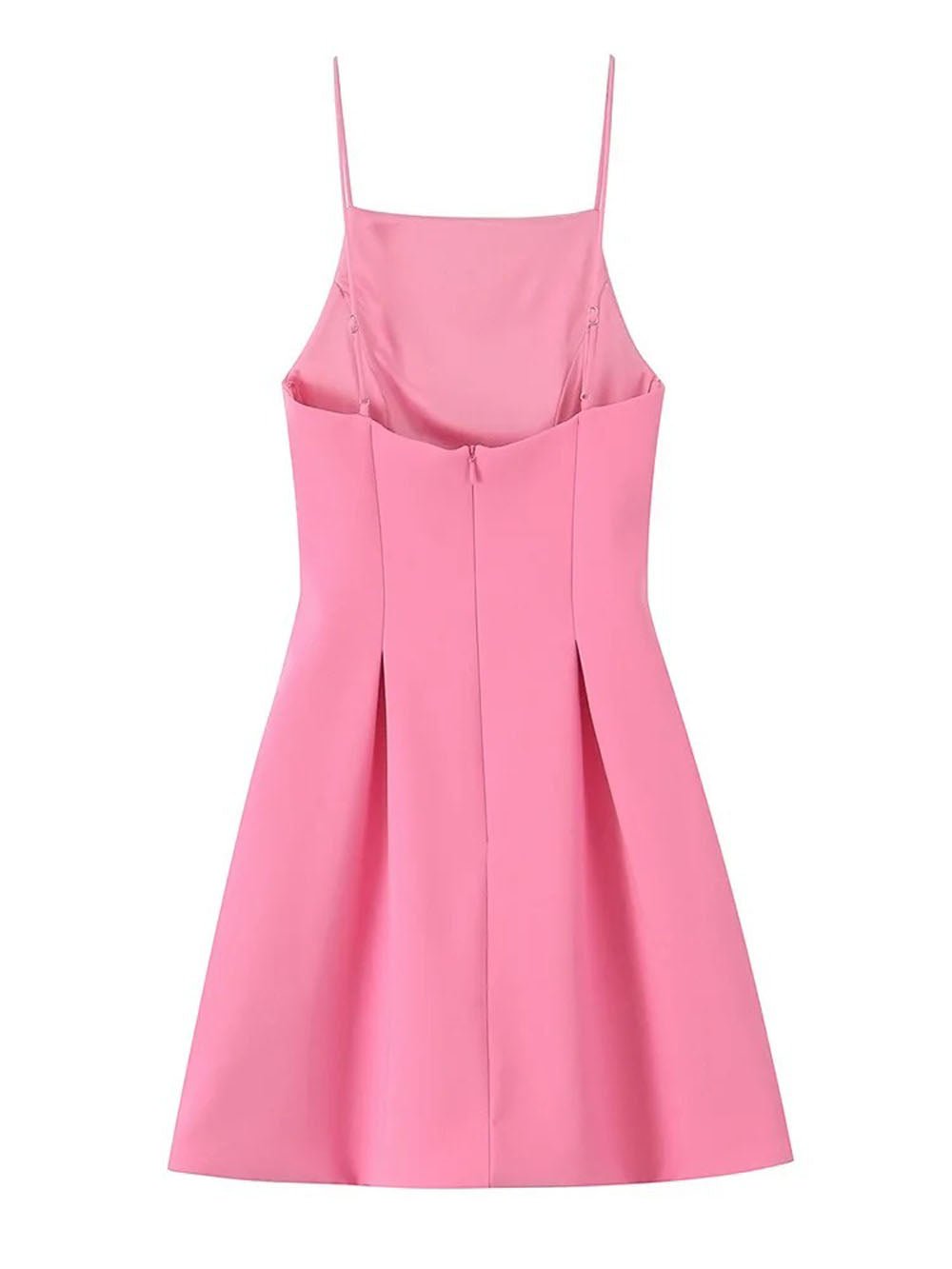 Square Neck Spaghetti Strap Princess Seam Fit and Flare Mini Dress