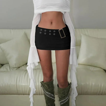 Classic Belted Party Mini Skirt