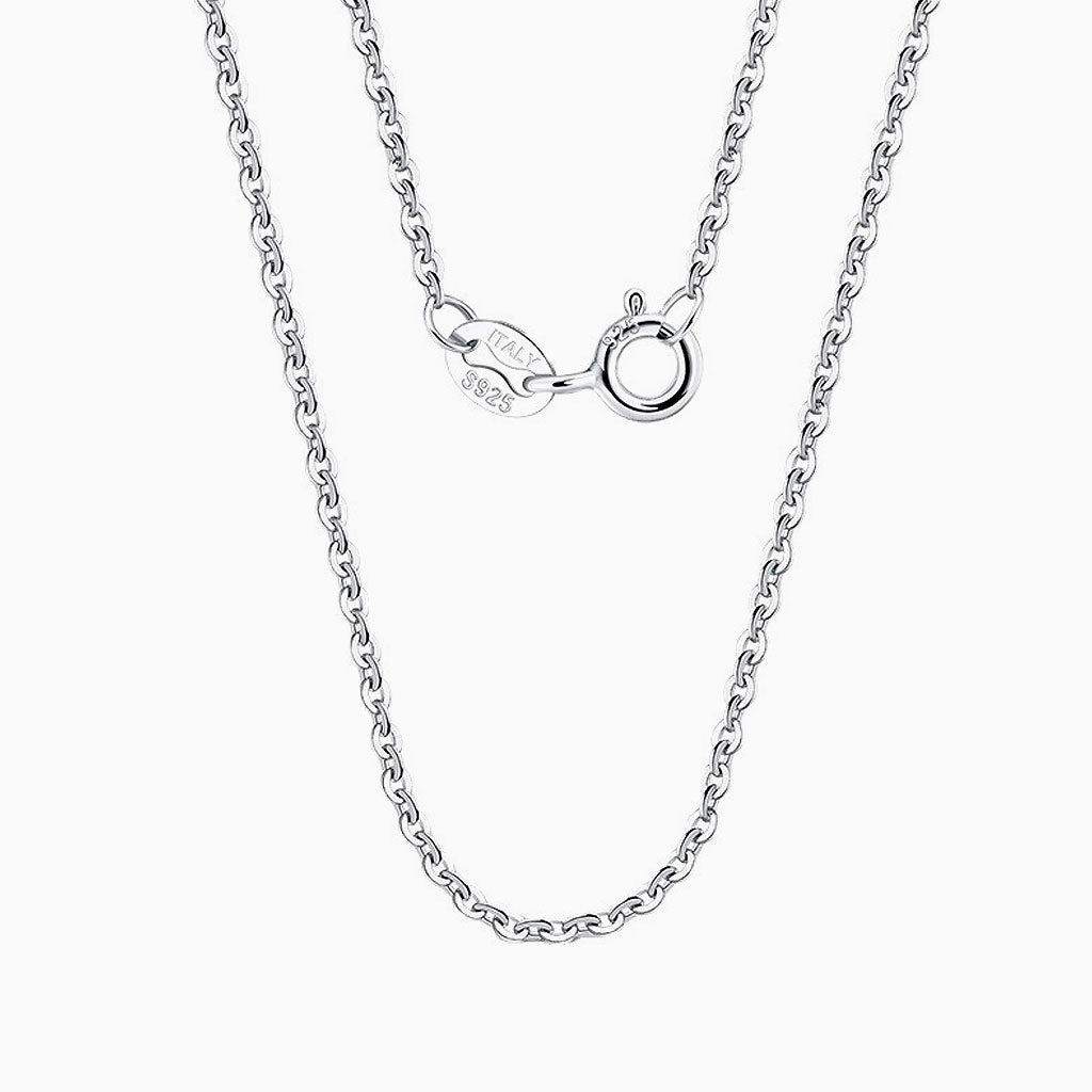 Rhodium Plated Sterling Silver Classic Cable Dainty Chain Necklace