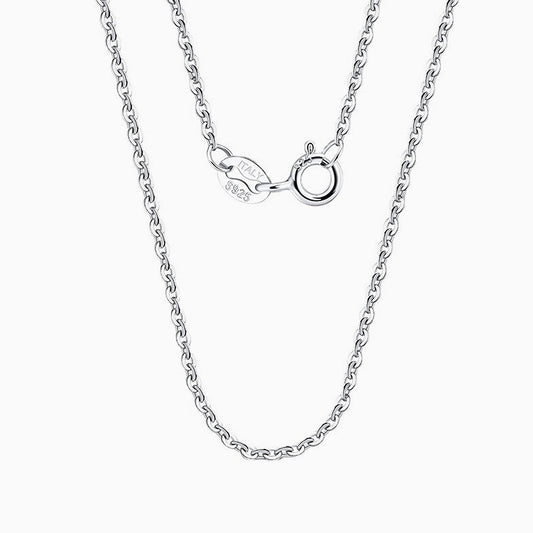 Rhodium Plated Sterling Silver Classic Cable Dainty Chain Necklace