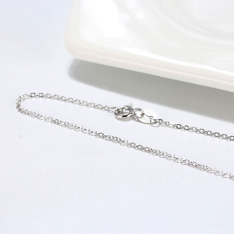 Rhodium Plated Sterling Silver Classic Cable Dainty Chain Necklace