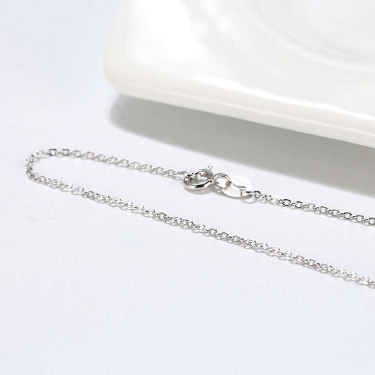 Rhodium Plated Sterling Silver Classic Cable Dainty Chain Necklace