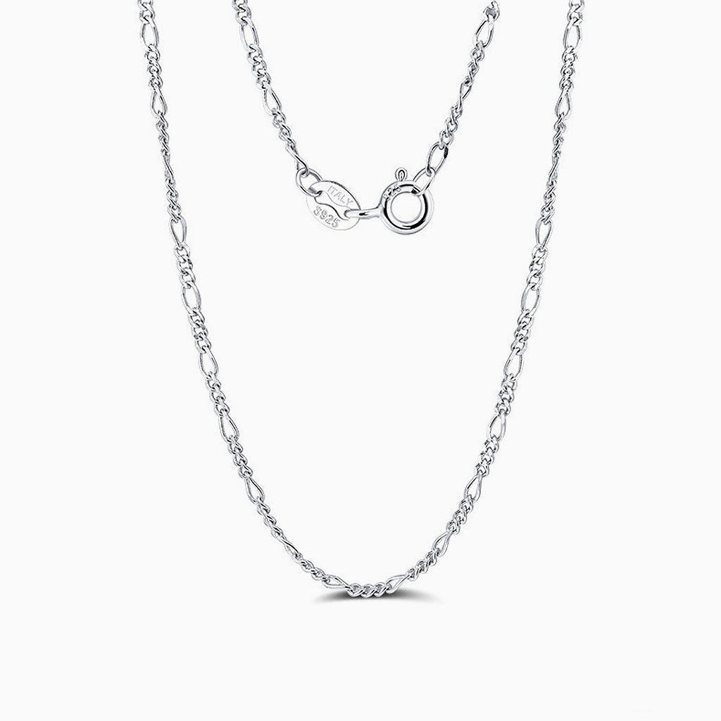 Sterling Silver Polished Figaro Chain Necklace