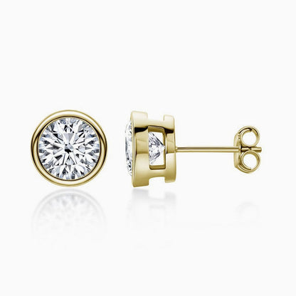 Sterling Silver Round Moissanite Solitaire Stud Earrings