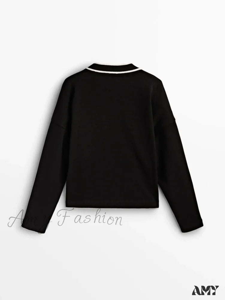 College Style Contrast Color Casual All-matching Temperament Cozy Chic Warm Cardigan