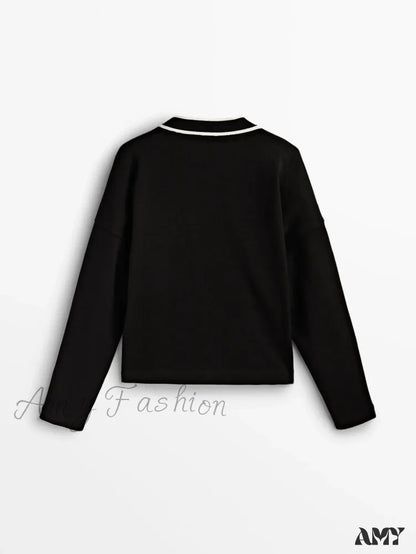 College Style Contrast Color Casual All-matching Temperament Cozy Chic Warm Cardigan