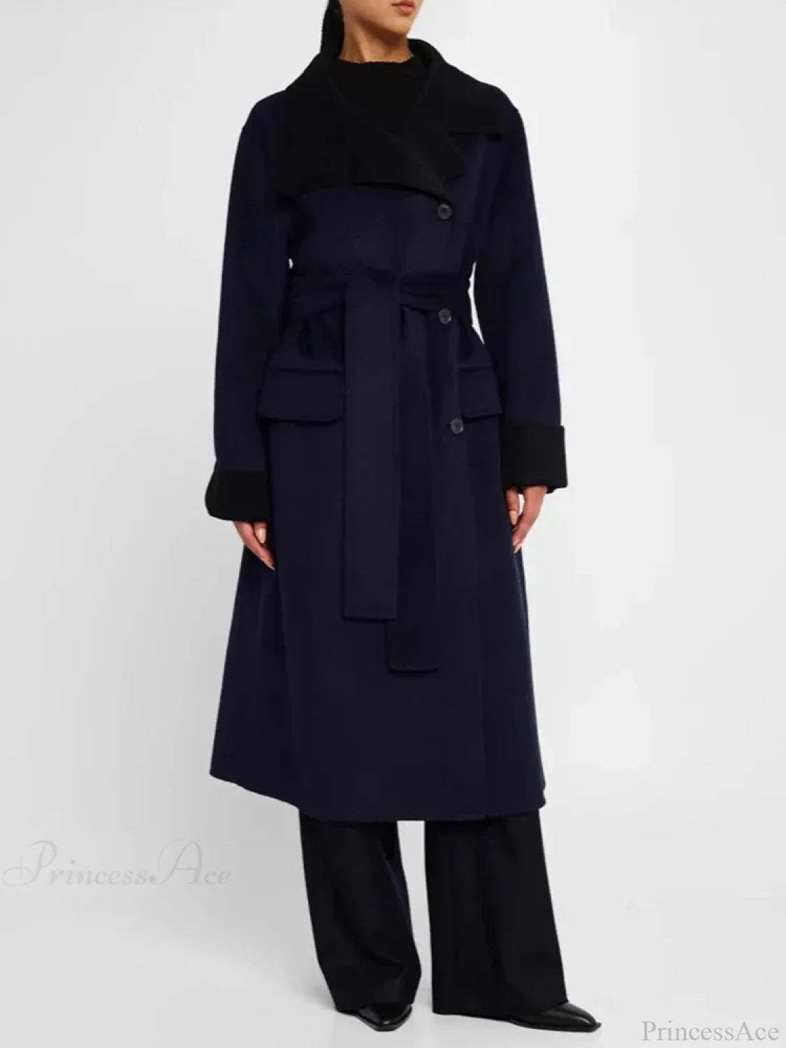 Color Lapel Slim Single-Breasted Overcoat