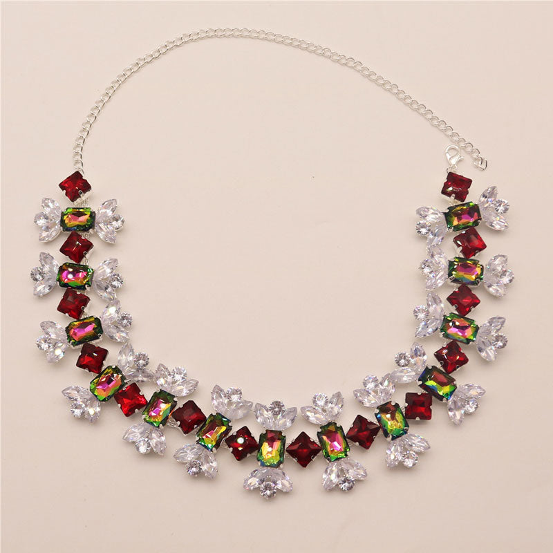 Candy Shaped Crystal Choker Necklace - Silver