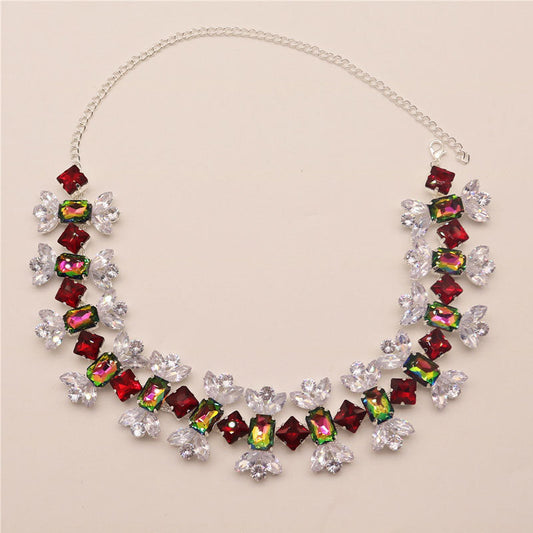 Candy Shaped Crystal Choker Necklace - Silver