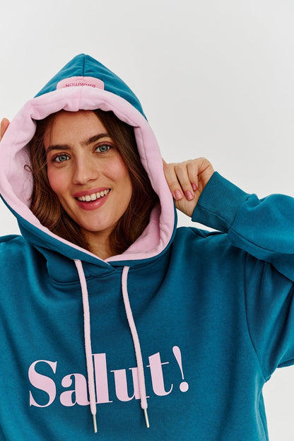 Maison “Salut!” Hoodie | Oversized Fit | Contrast Print
