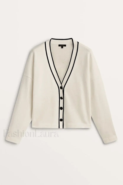 Contrast Knit College Cardigan