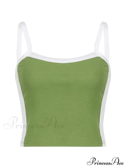 Contrast Trim Rib-Knit Trendy Crop Cami Top