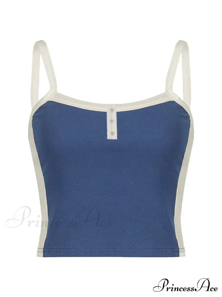 Contrast Trim Rib-Knit Trendy Crop Cami Top