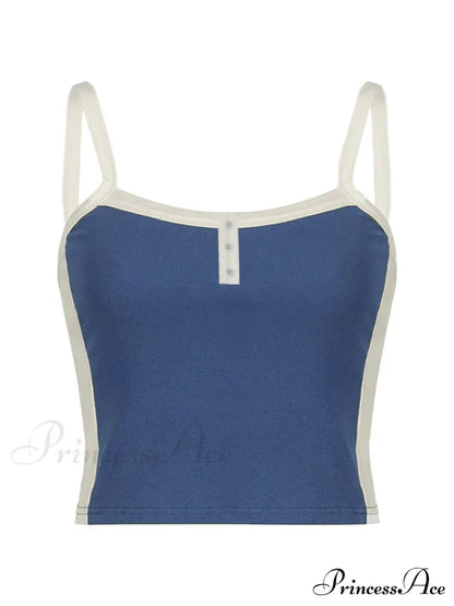 Contrast Trim Rib-Knit Trendy Crop Cami Top