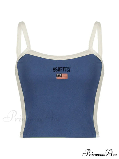 Contrast Trim Rib-Knit Trendy Crop Cami Top