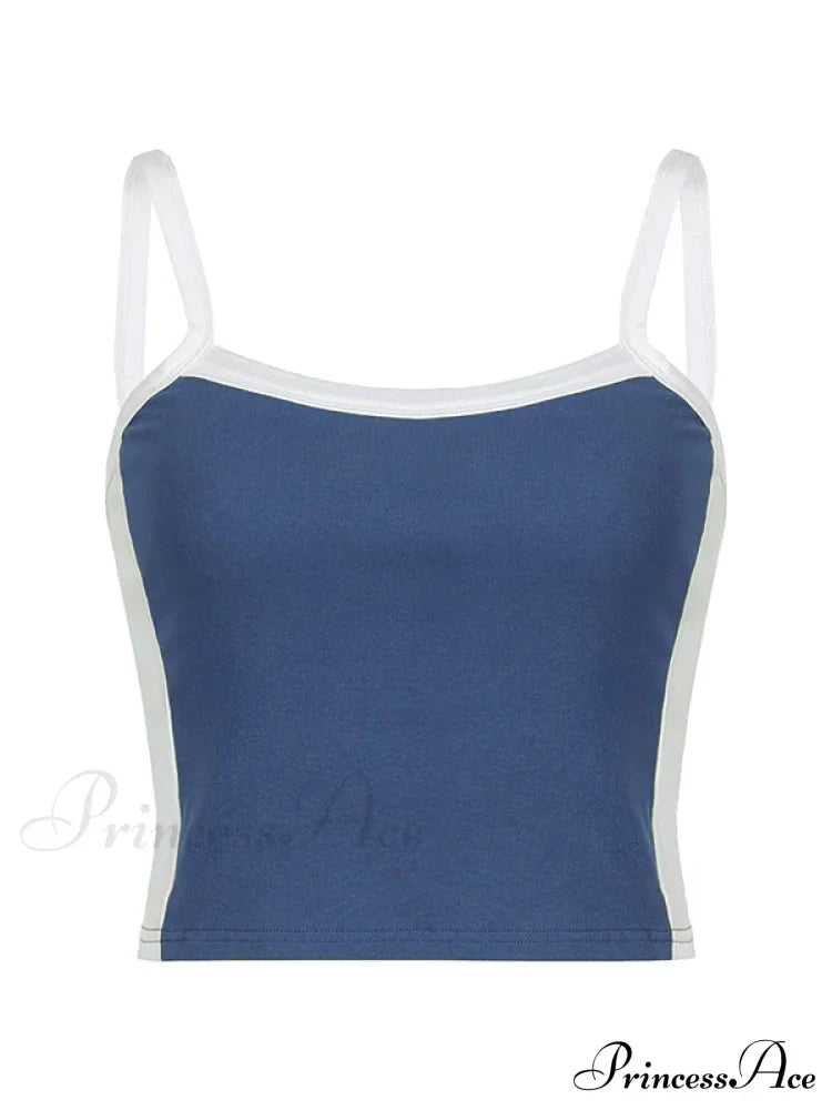 Contrast Trim Rib-Knit Trendy Crop Cami Top