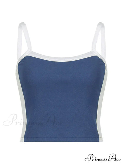 Contrast Trim Rib-Knit Trendy Crop Cami Top