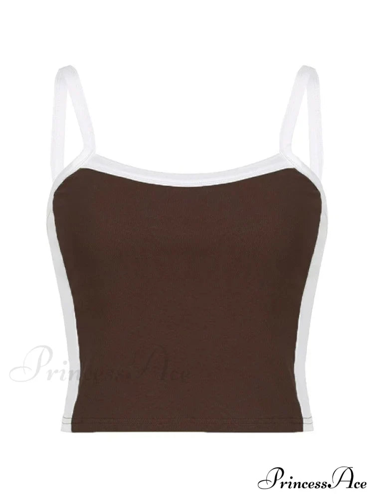 Contrast Trim Rib-Knit Trendy Crop Cami Top