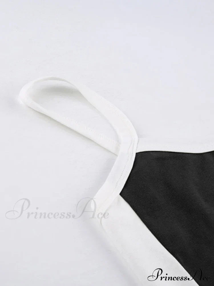Contrast Trim Rib-Knit Trendy Crop Cami Top