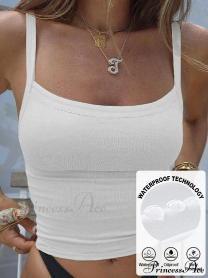 Contrast Trim Rib-Knit Trendy Crop Cami Top