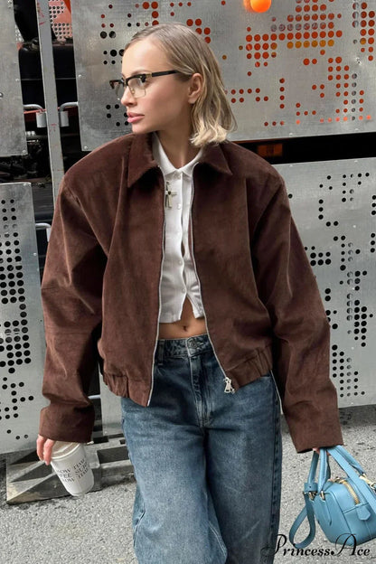 Corduroy Retro Collared Jacket Coat