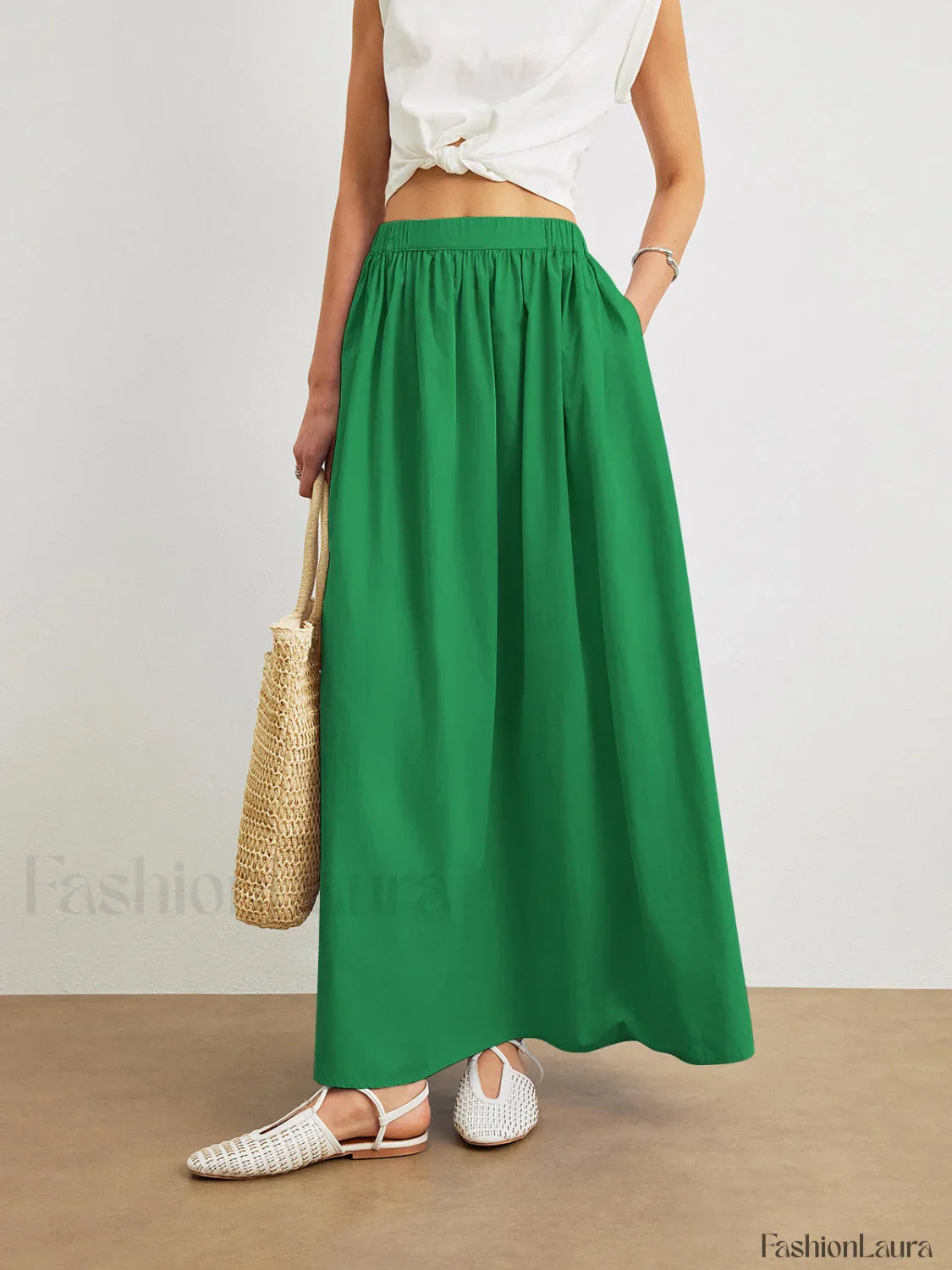 Cotton A-Line Skirt With Pockets