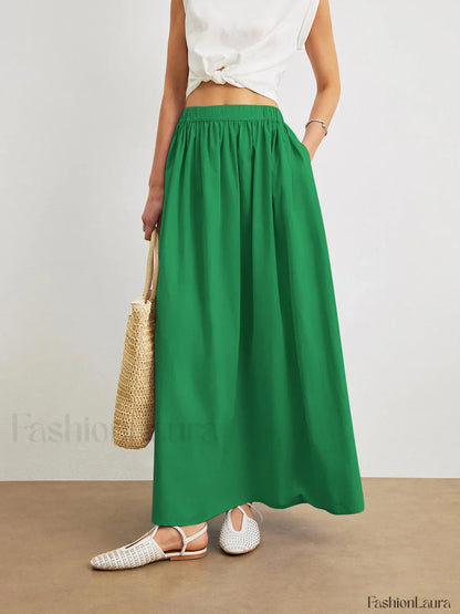 Cotton A-Line Skirt With Pockets