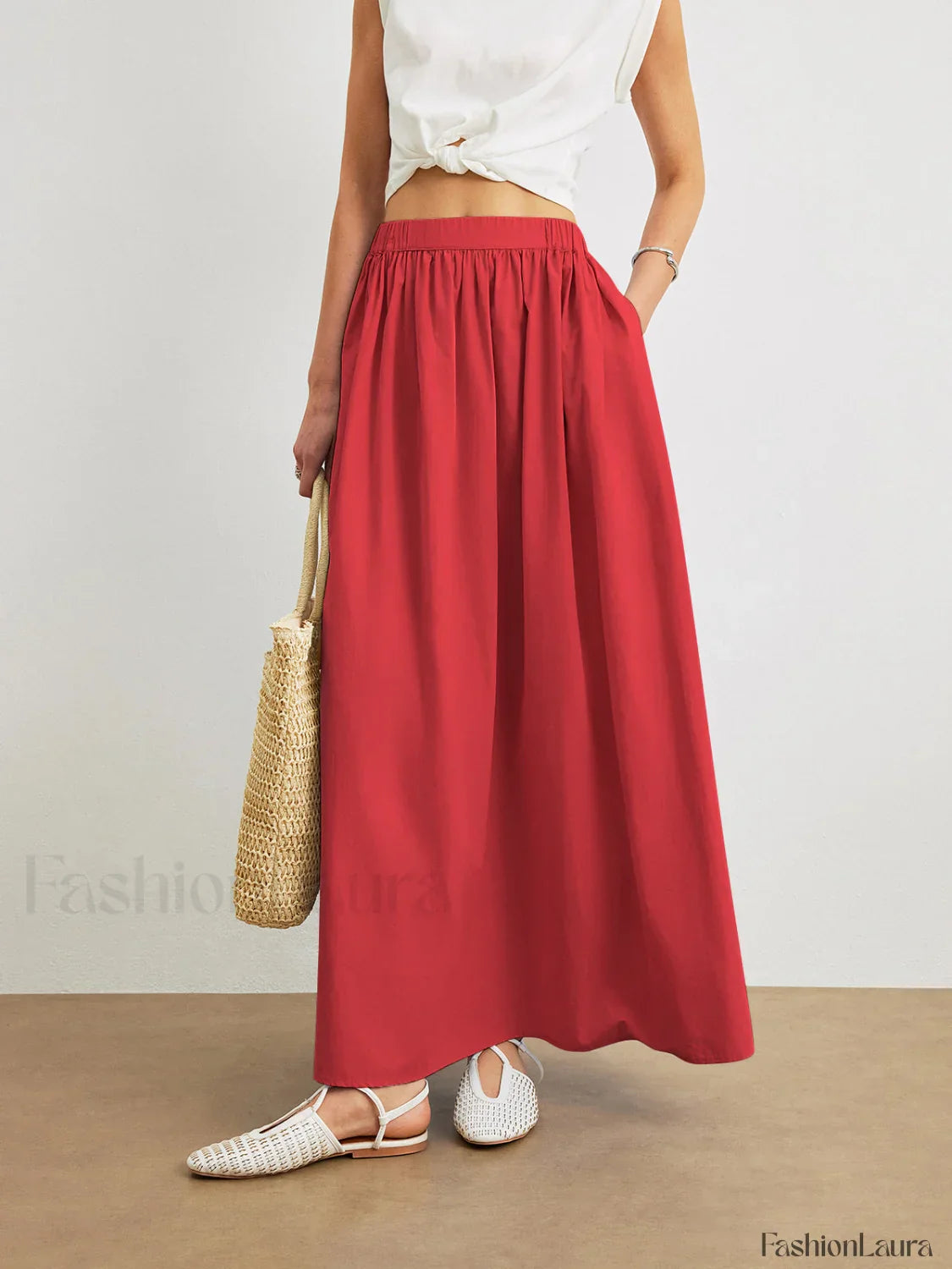Cotton A-Line Skirt With Pockets