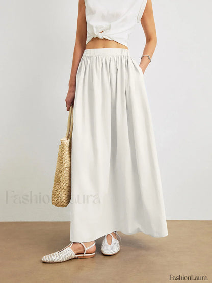 Cotton A-Line Skirt With Pockets
