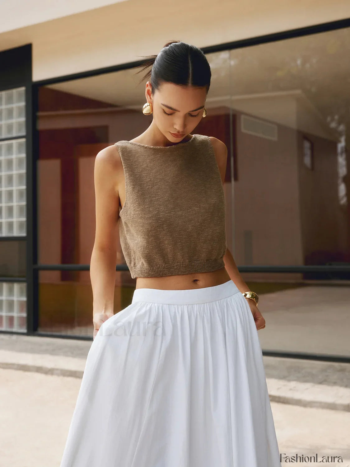 Cotton Blends Graceful Crop Top
