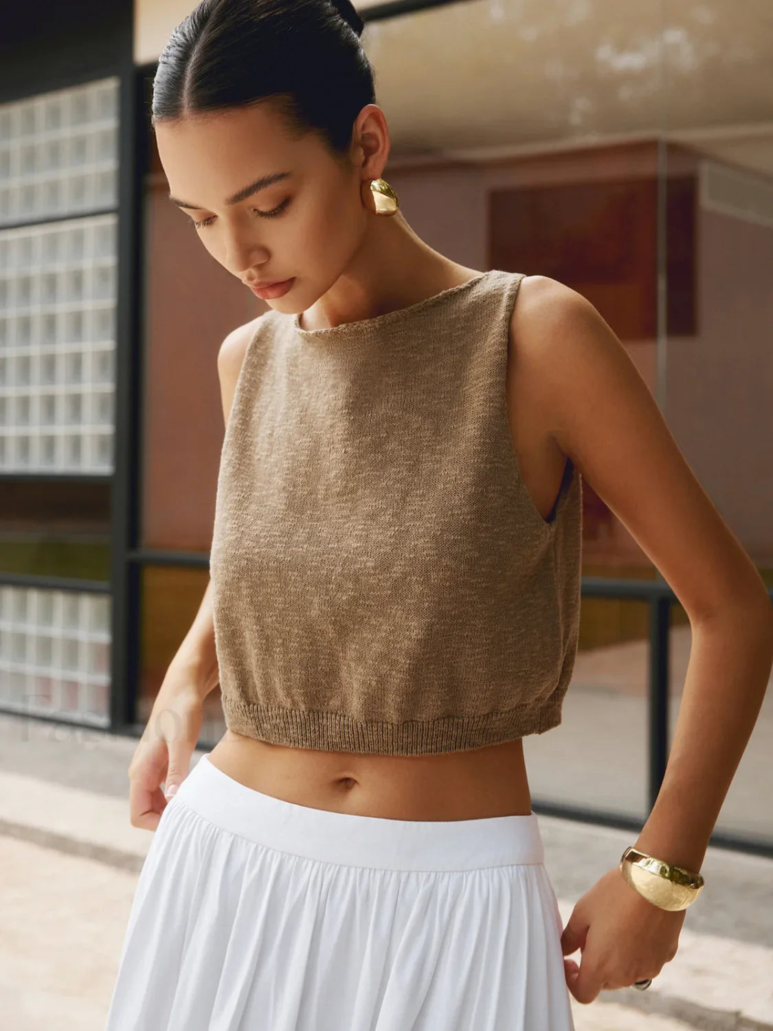 Cotton Blends Graceful Crop Top