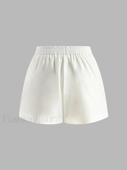Cotton & Linen Backless Halter Top With Shorts Set