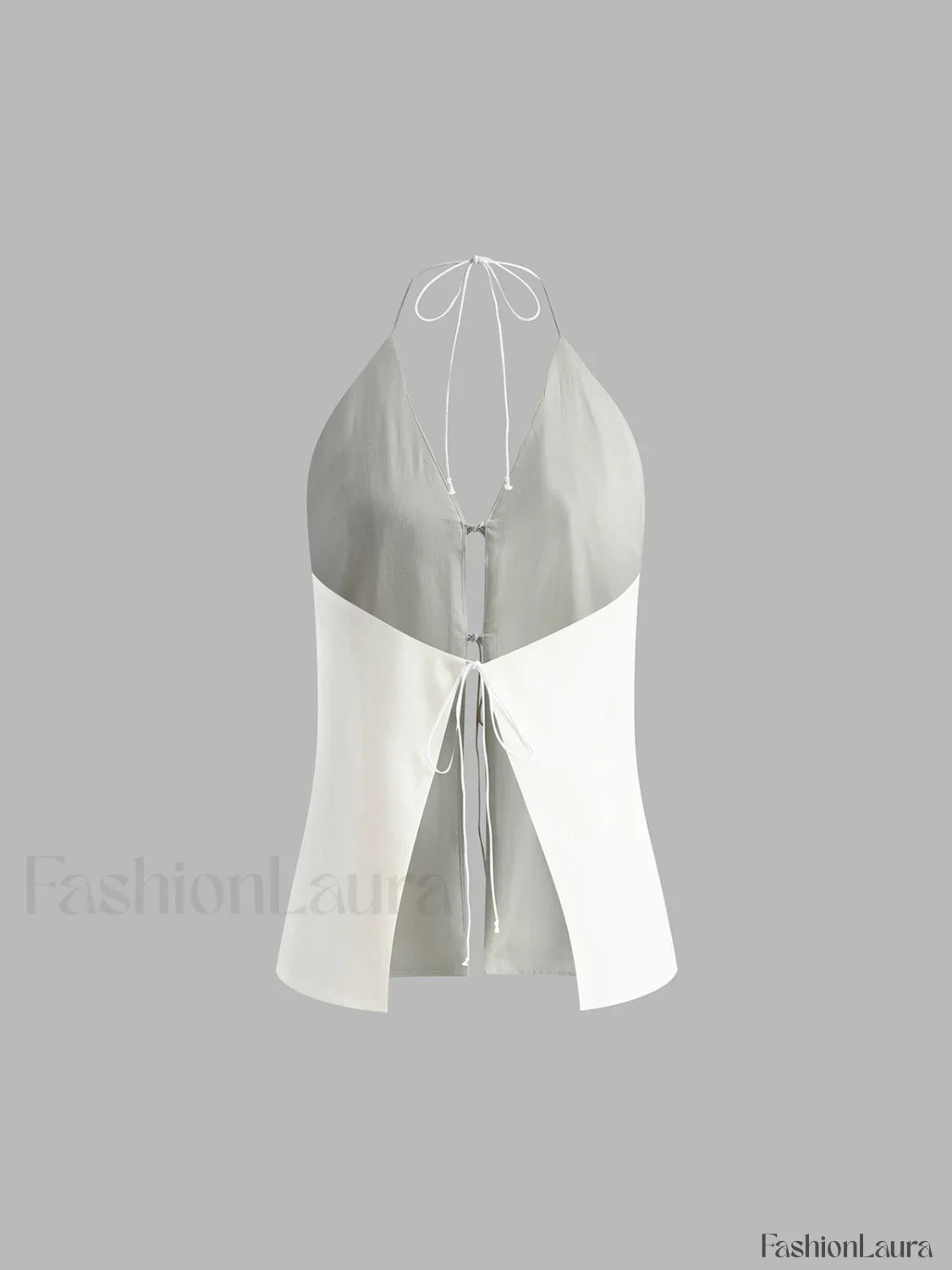 Cotton & Linen Backless Halter Top With Shorts Set