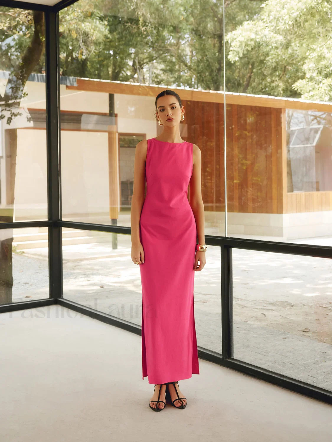 Cotton & Linen Trendy Crisscross Long Dress