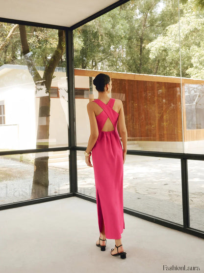 Cotton & Linen Trendy Crisscross Long Dress