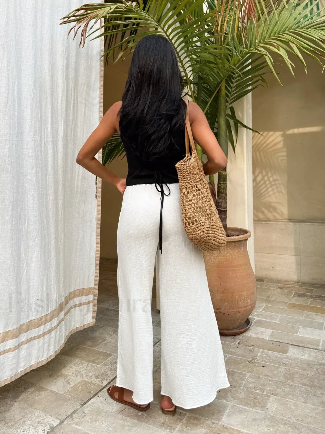 Cotton & Linen Trendy Tie-Detail Vest Top