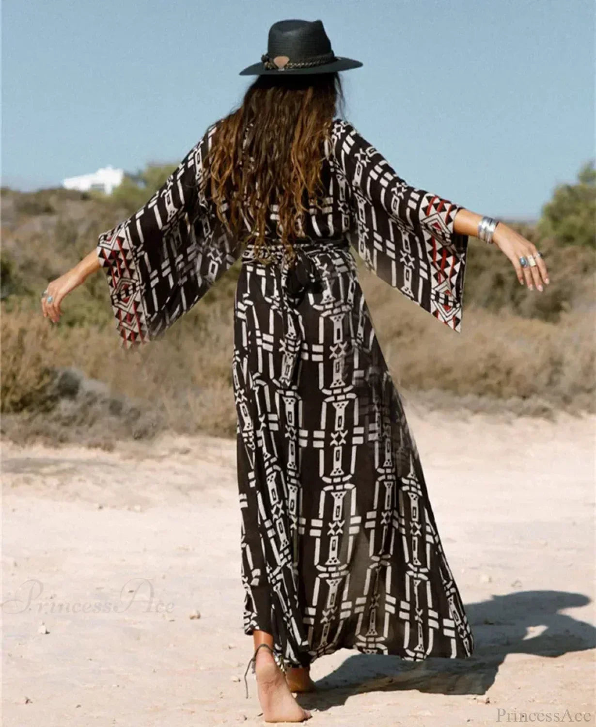 Cotton Rayon Kimono Boho Bikini Cover up Long Sleeve