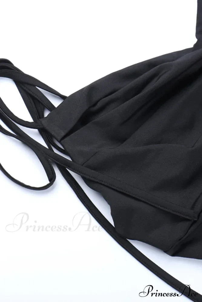 Cowl Neck Tie-straps Dress with Slit