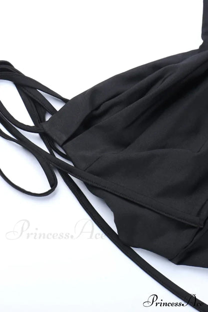 Cowl Neck Tie-straps Dress with Slit
