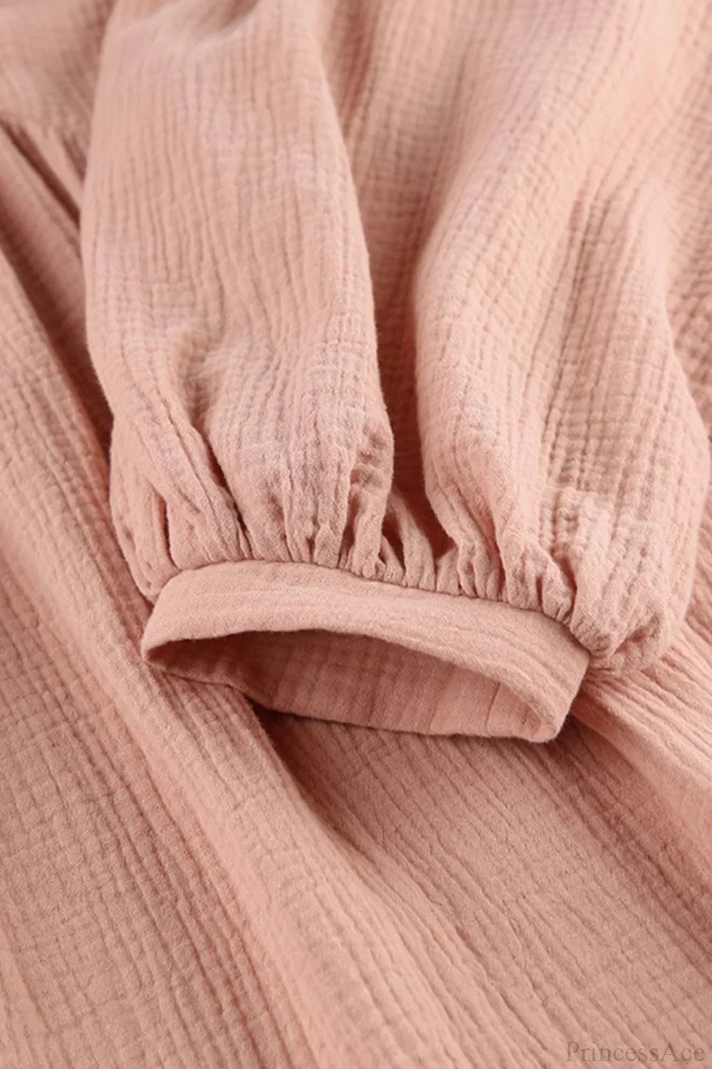 Crepe V Neck Puff Sleeve Loose Dress