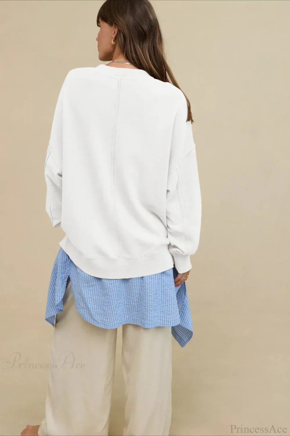 Crew Neck Solid Minimalist Relaxed Sweatshirt